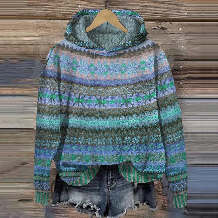 Women's Ethnic Hoodie Multicolor Cotton - 2