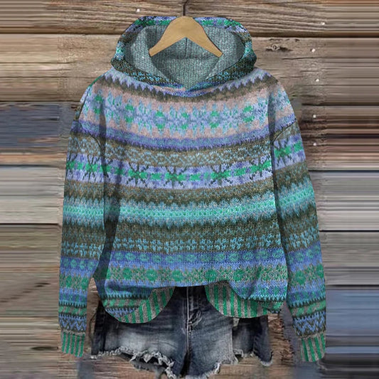 Women's Ethnic Hoodie Multicolor Cotton - 2