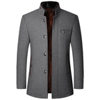 Men's Winter Coat Black Wool Blend Elegant Design - 1