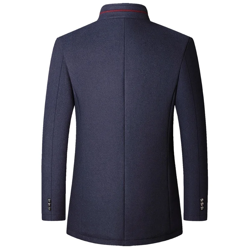 Men's Winter Coat Black Wool Blend Elegant Design - 2