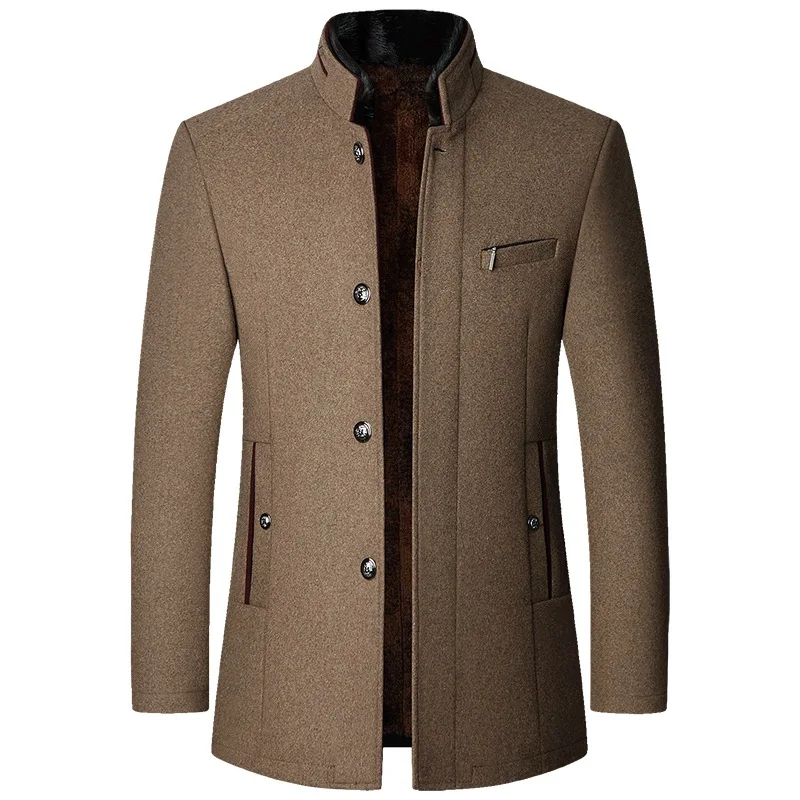 Men's Winter Coat Black Wool Blend Elegant Design - 3