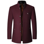 Men's Winter Coat Black Wool Blend Elegant Design - 5