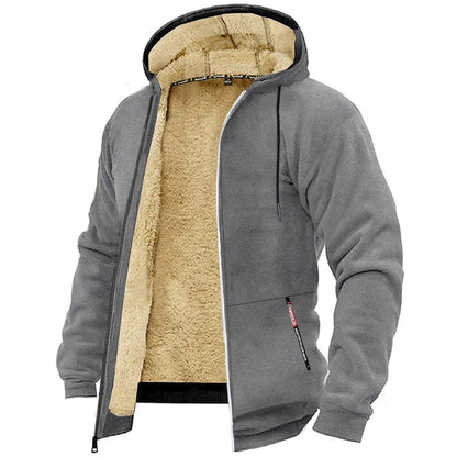 Women's Fleece-Lined Zip Hoodie Grey Polyester - 8