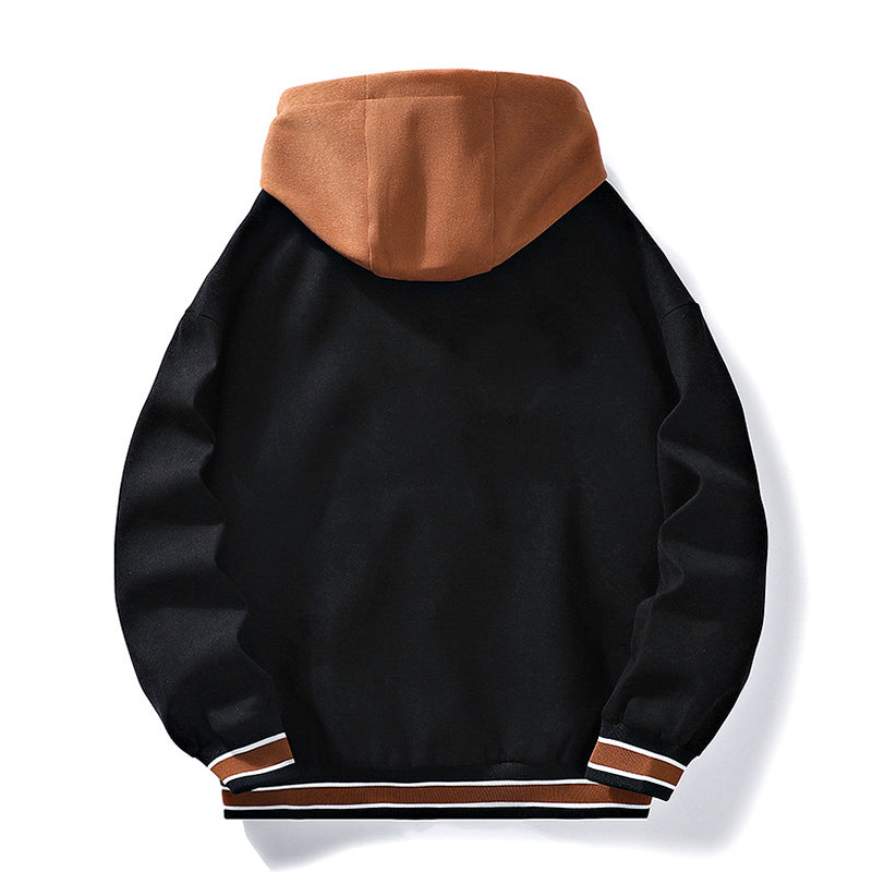 Women's Hooded Jacket Black Casual Cotton - 3