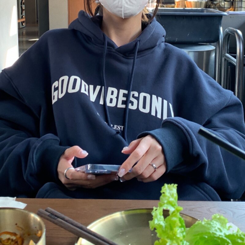 Women's Oversized Hoodie Gray Cotton - 5