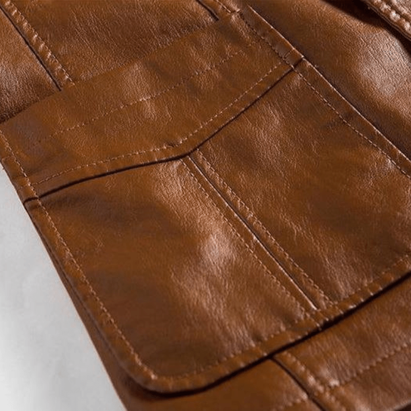 Men's Leather Blazer Black Casual Stylish - 4