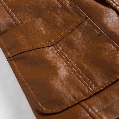 Men's Leather Blazer Black Casual Stylish - 4