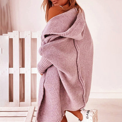 Women's Long Cardigan Grey Lightweight Knit with Hood - 4