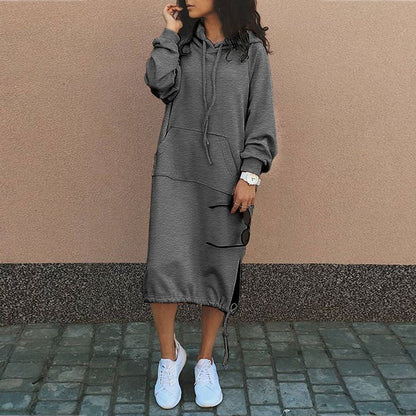 Women's Hoodie Gray Long Cotton Sweatshirt - 4