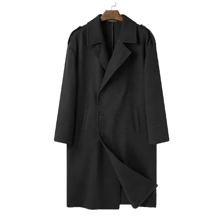 Men's Winter Coat Black Relaxed Fit Polyester Overcoat - 7