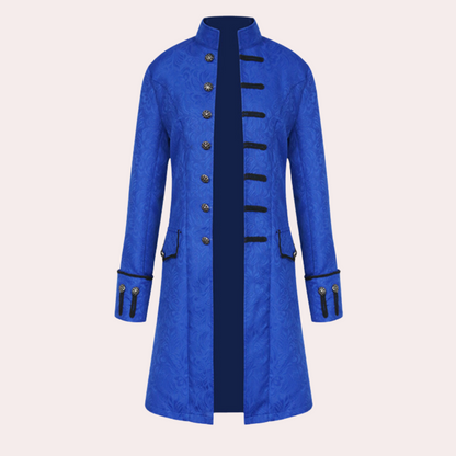 Men's Overcoat Brown Wool Vintage Style Long Coat - 5