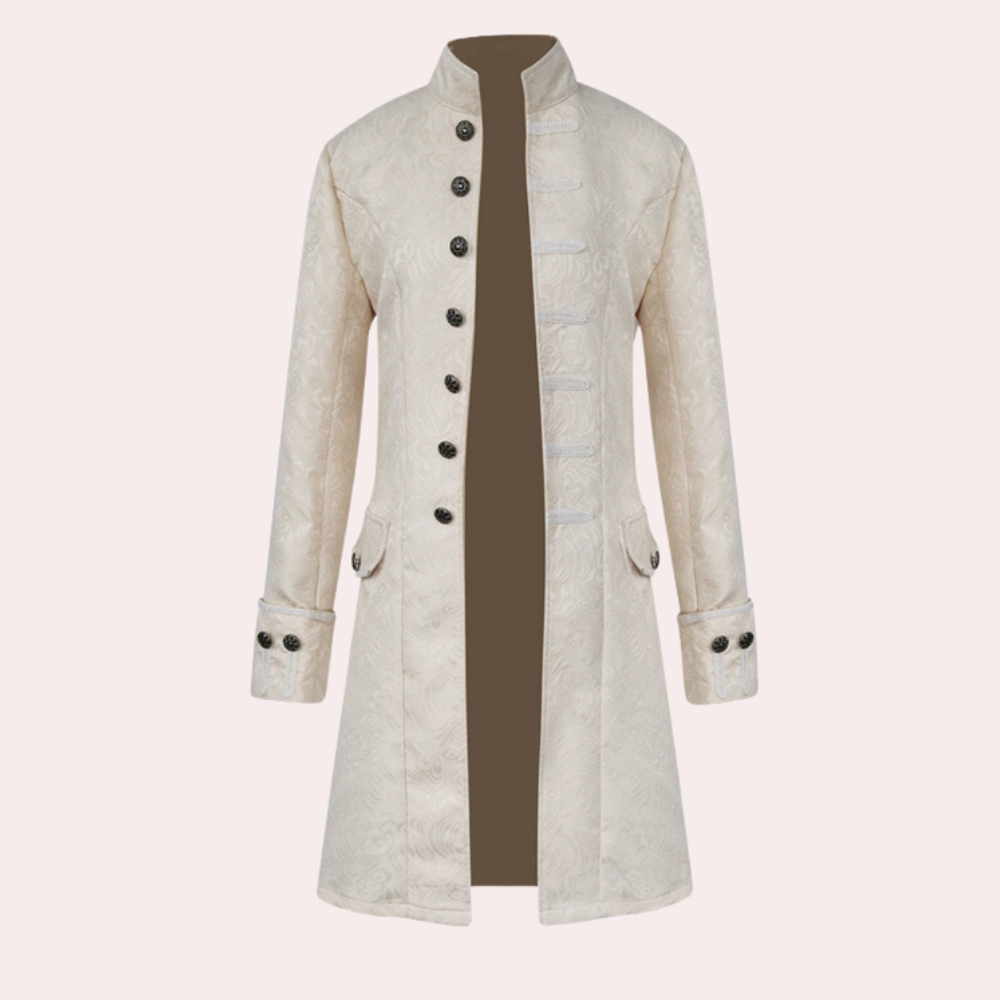 Men's Overcoat Brown Wool Vintage Style Long Coat - 6