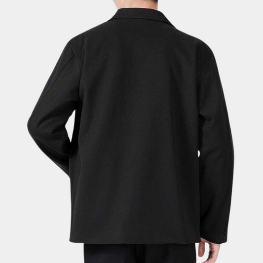 Men's Luxe Blazer Black Tailored Fit Wool - 2