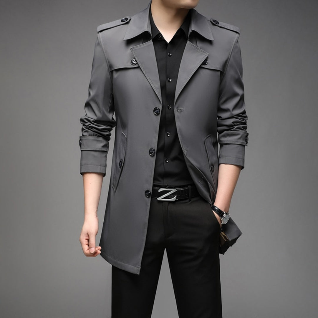 Men's Coat Black Wool Blend - 3