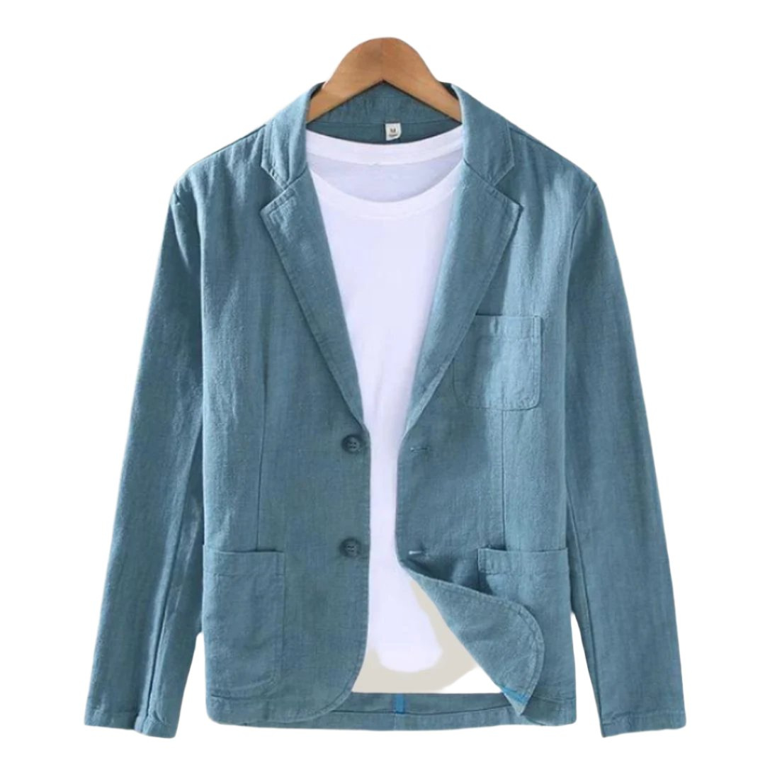 Men's Blazer Beige Linen Elegant Jacket - 1