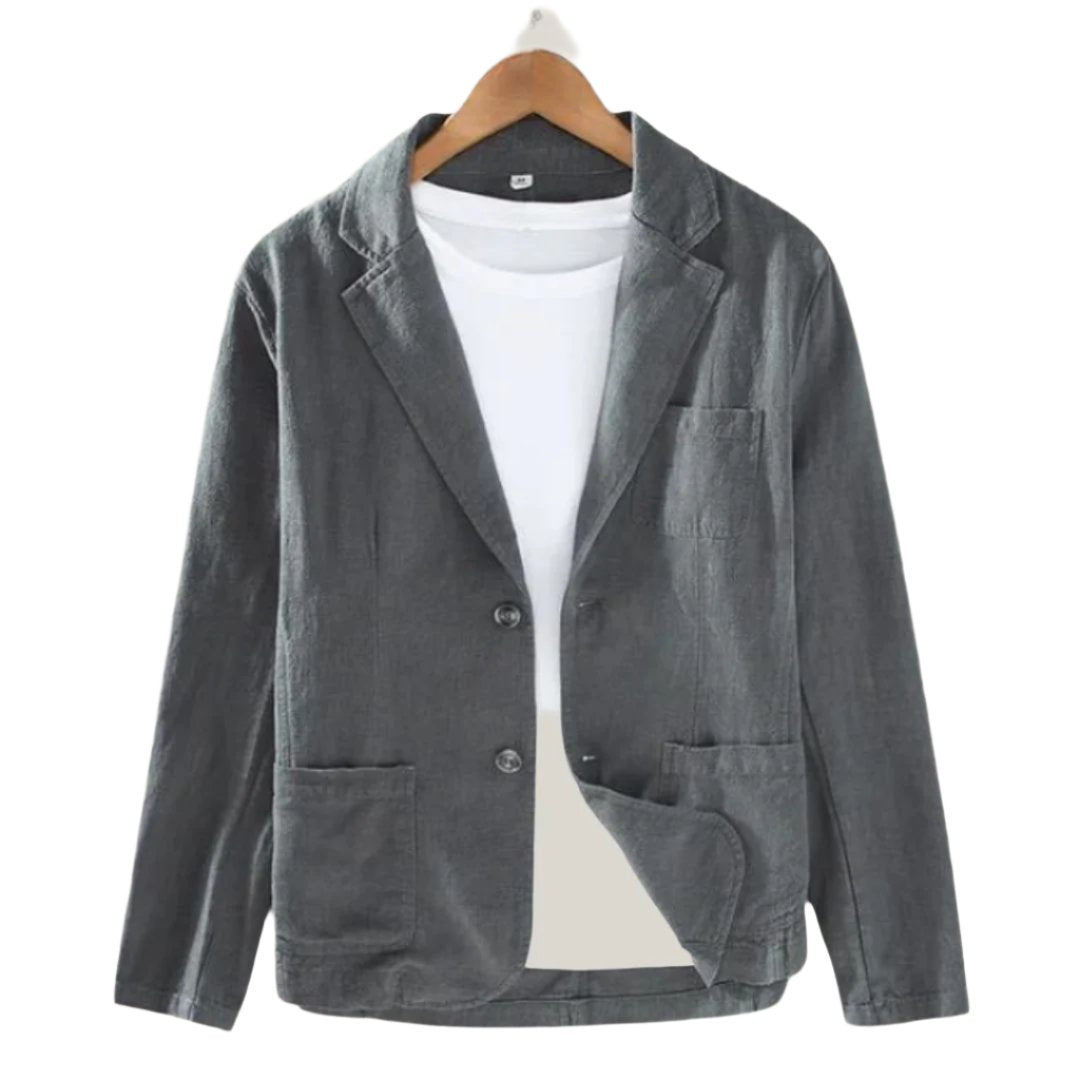 Men's Blazer Beige Linen Elegant Jacket - 4