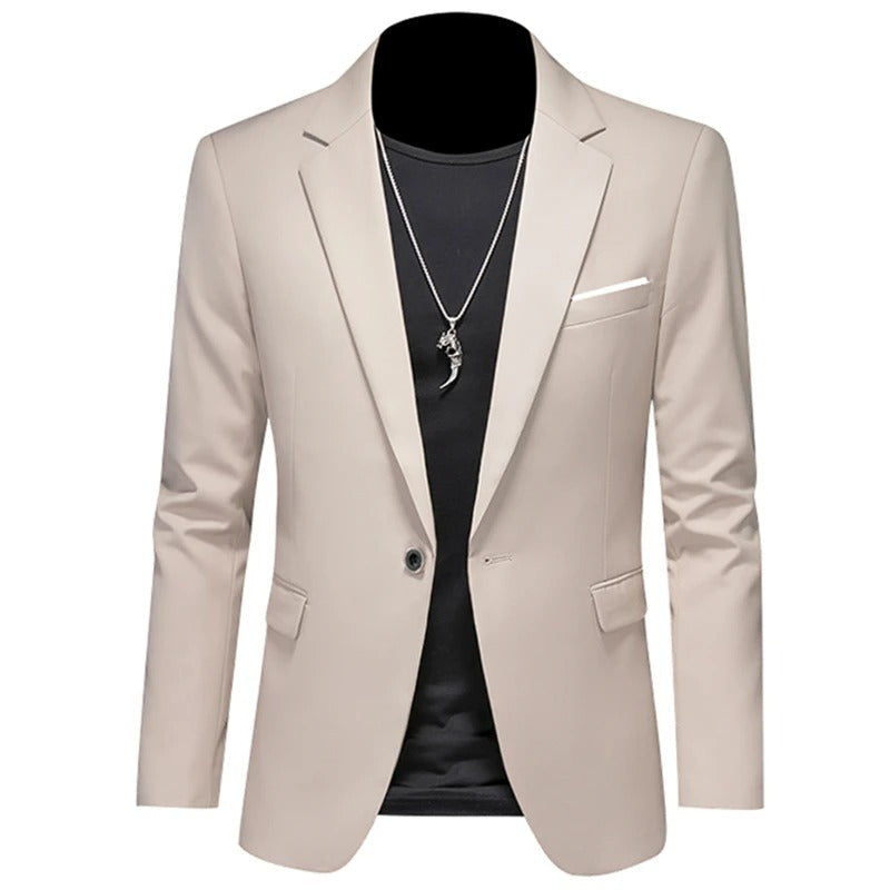 Men's Slim Fit Blazer Black Polyester - 1