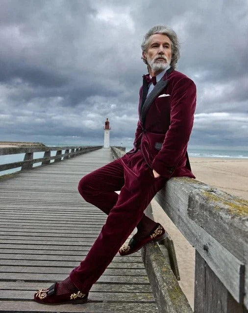 Men's Velvet Blazer Black Slim Fit - 2