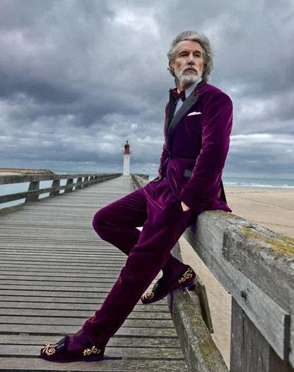 Men's Velvet Blazer Black Slim Fit - 7