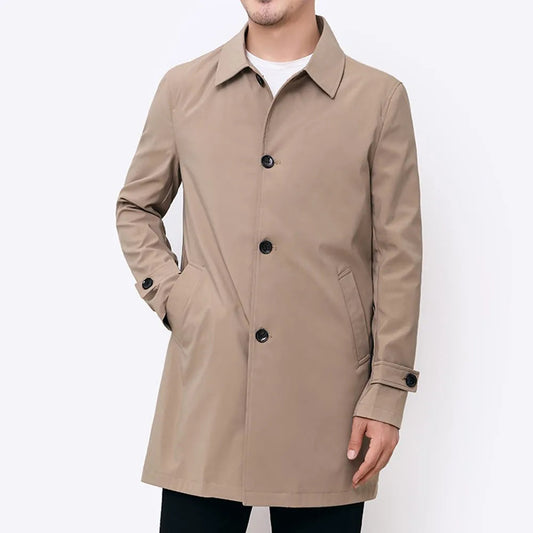 Men's Overcoat Black Casual Transitional Style High-Quality Fabric - 1