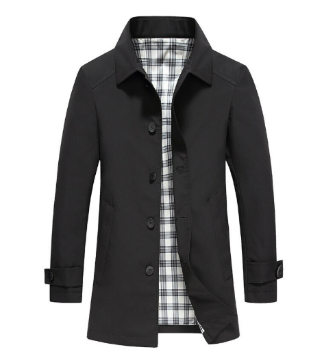 Men's Overcoat Black Casual Transitional Style High-Quality Fabric - 7