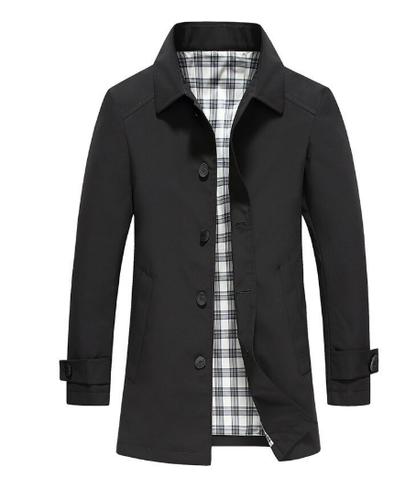 Men's Overcoat Black Casual Transitional Style High-Quality Fabric - 7
