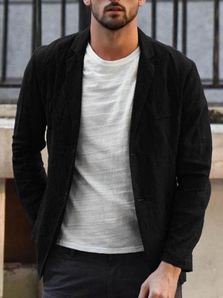 Men's Linen Blazer Solid Color Casual Lightweight - 4