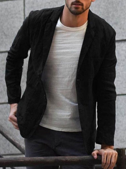 Men's Linen Blazer Solid Color Casual Lightweight - 6