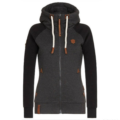 Women's Hooded Jacket Black Cotton Blend - 4