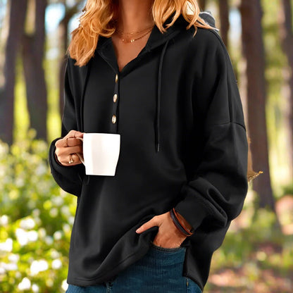 Women's Plus-Size Hoodie Light Blue Cotton Sweatshirt for Women - 3