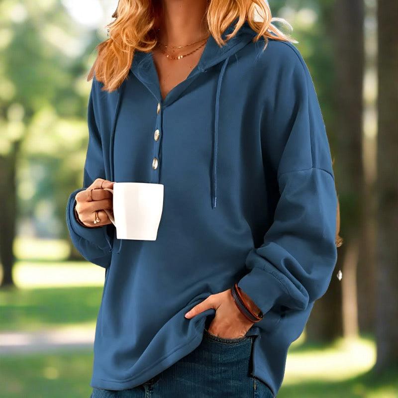 Women's Plus-Size Hoodie Light Blue Cotton Sweatshirt for Women - 4
