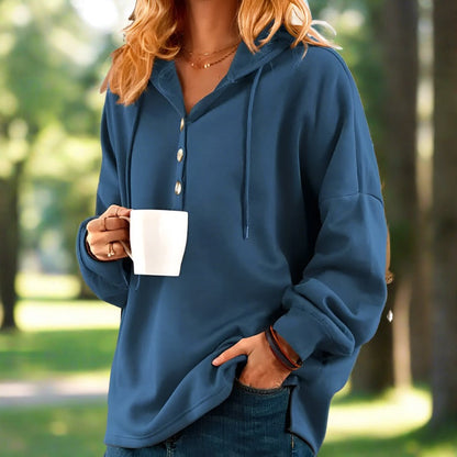 Women's Plus-Size Hoodie Light Blue Cotton Sweatshirt for Women - 4