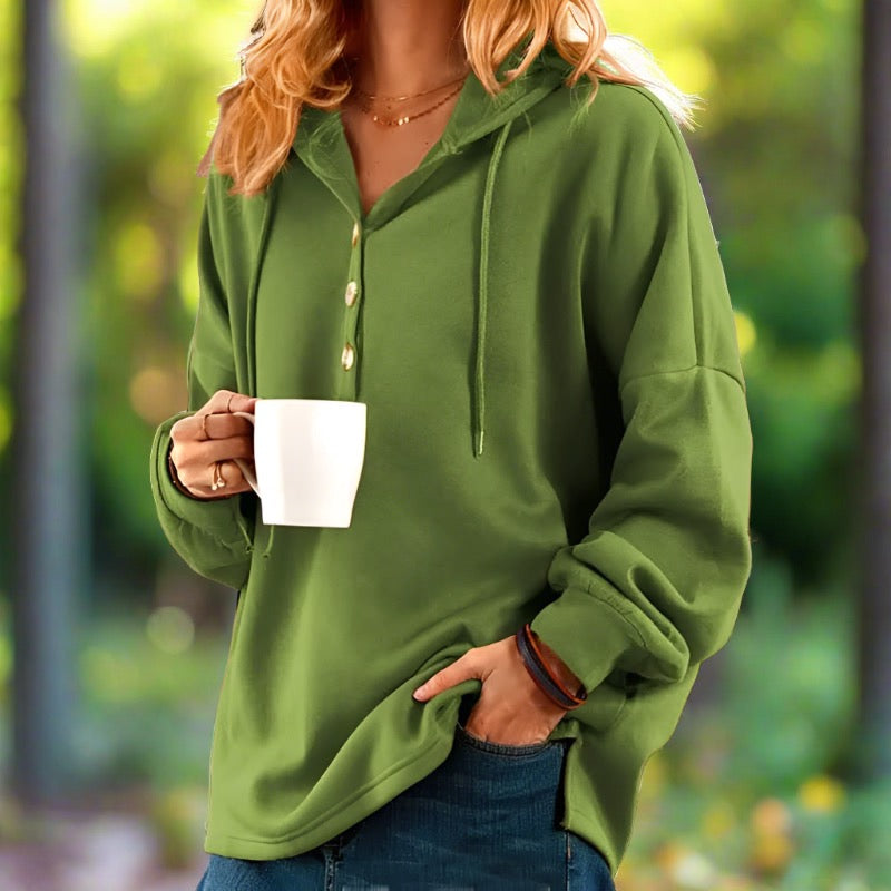 Women's Plus-Size Hoodie Light Blue Cotton Sweatshirt for Women - 5