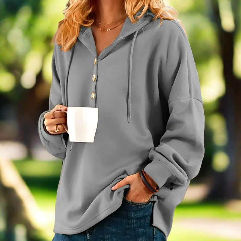 Women's Plus-Size Hoodie Light Blue Cotton Sweatshirt for Women - 6