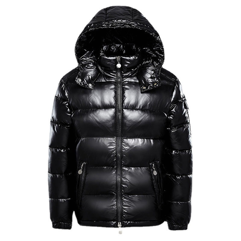 Men's Hooded Winter Jacket Black Water-Repellent Fabric Insulated - 1