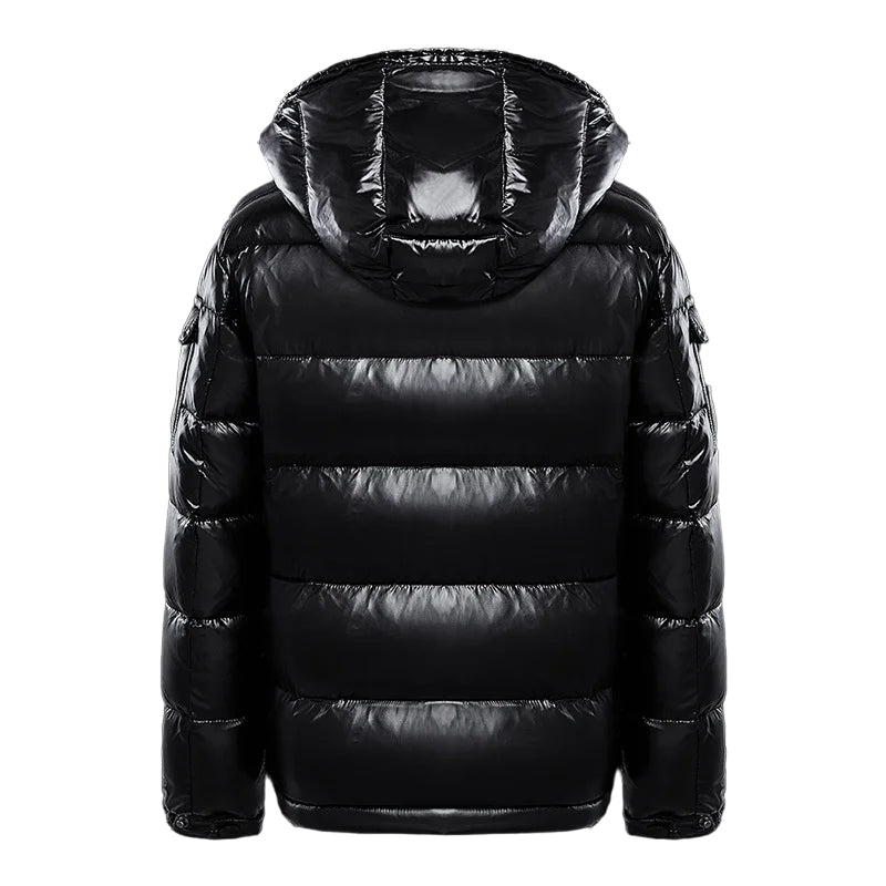 Men's Hooded Winter Jacket Black Water-Repellent Fabric Insulated - 2