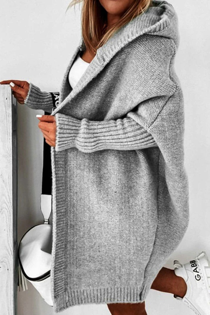 Women's Oversized Hoodie Cardigan Gray Cotton - 4