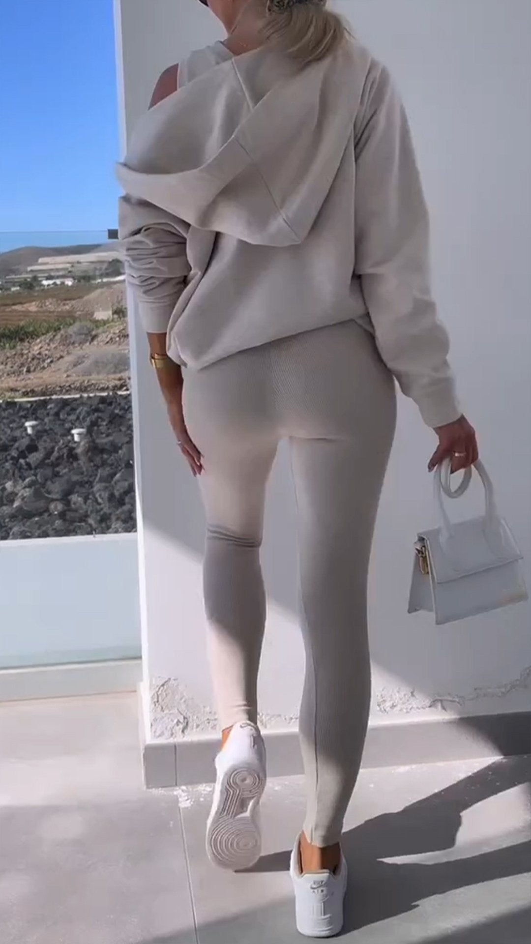 Women's Hooded Sweatshirt Black Cotton Blend - 4