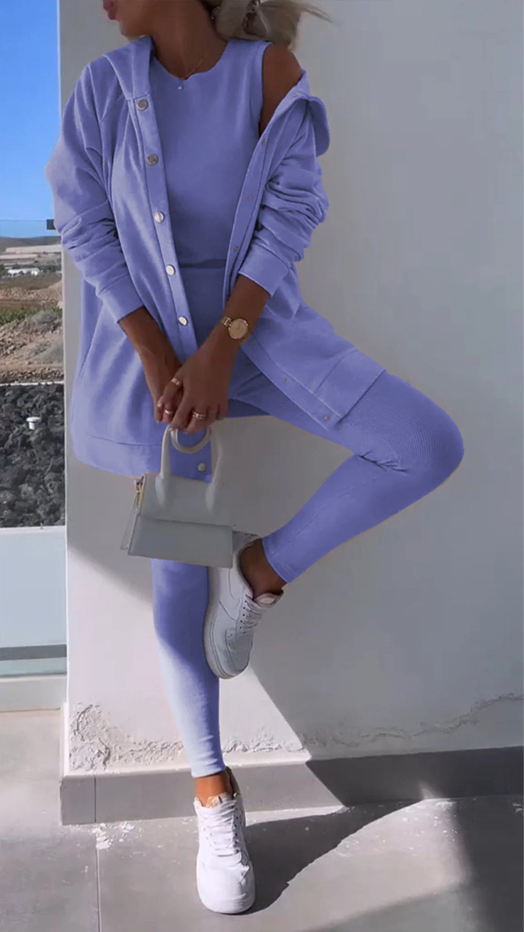 Women's Hooded Sweatshirt Black Cotton Blend - 6