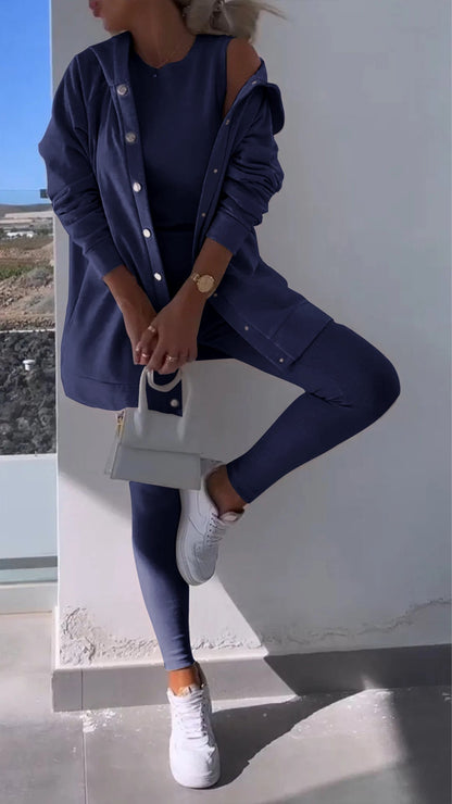 Women's Hooded Sweatshirt Black Cotton Blend - 10