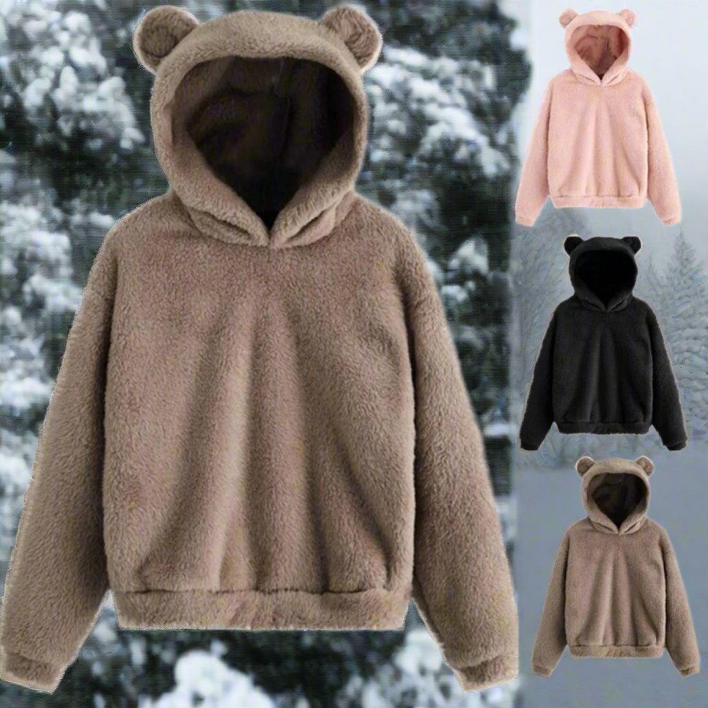 Women's Hoodie Jacket Grey Plush Cozy - 3