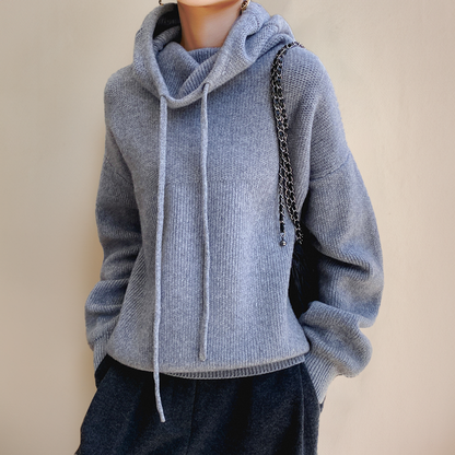 Women's Hoodie Gray Cotton Blend - Cozy Sweatshirt for Women - 3