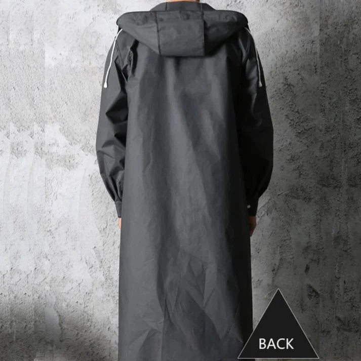 Men's Waterproof Raincoat Black Lightweight Outdoor Coat with Hood - 5