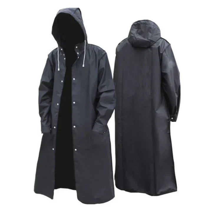 Men's Waterproof Raincoat Black Lightweight Outdoor Coat with Hood - 6