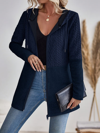 Women's Hooded Sweatshirt Black Knit - 12