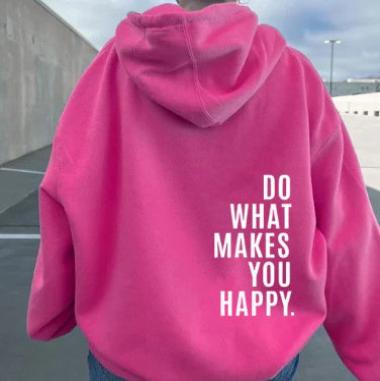 Women's Hoodie Black Casual Cotton Motivational Print - 1