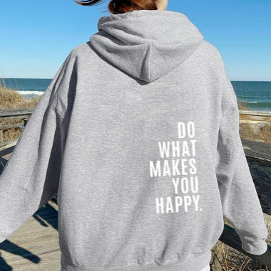 Women's Hoodie Black Casual Cotton Motivational Print - 2