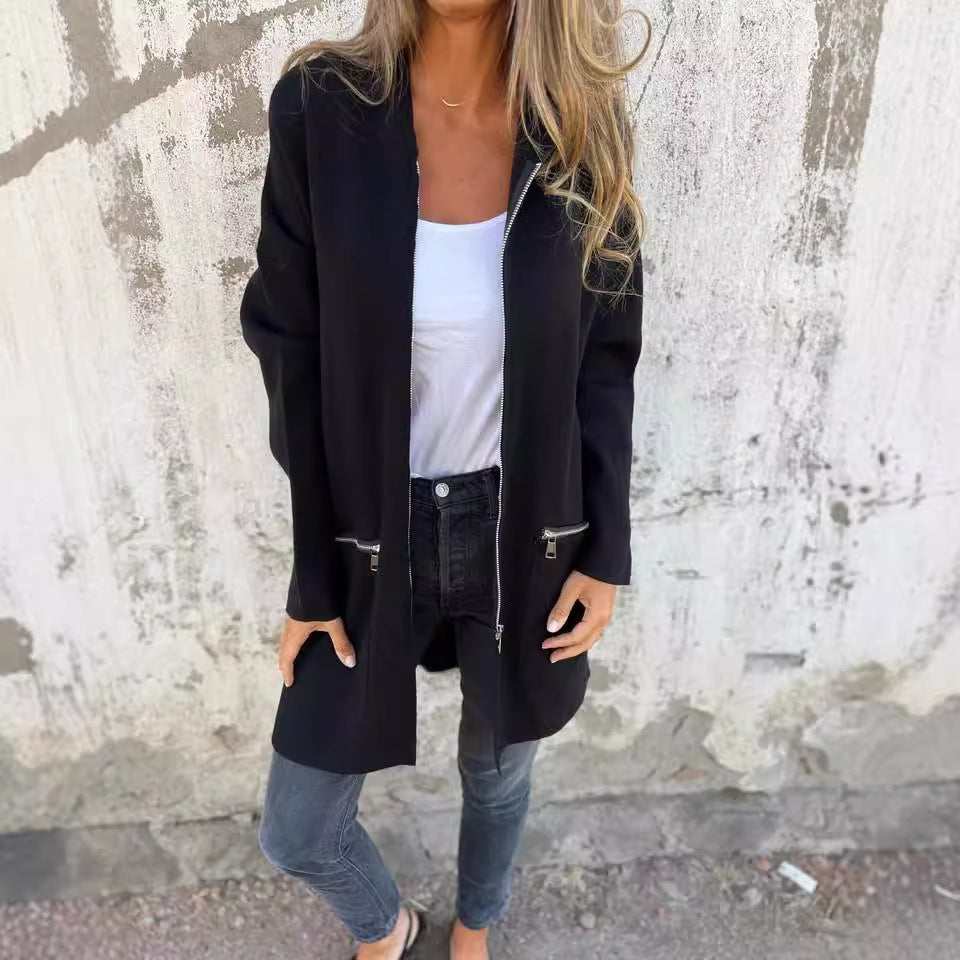 Women's Zip-up Hoodie Jacket Set Red Organic Cotton - 2