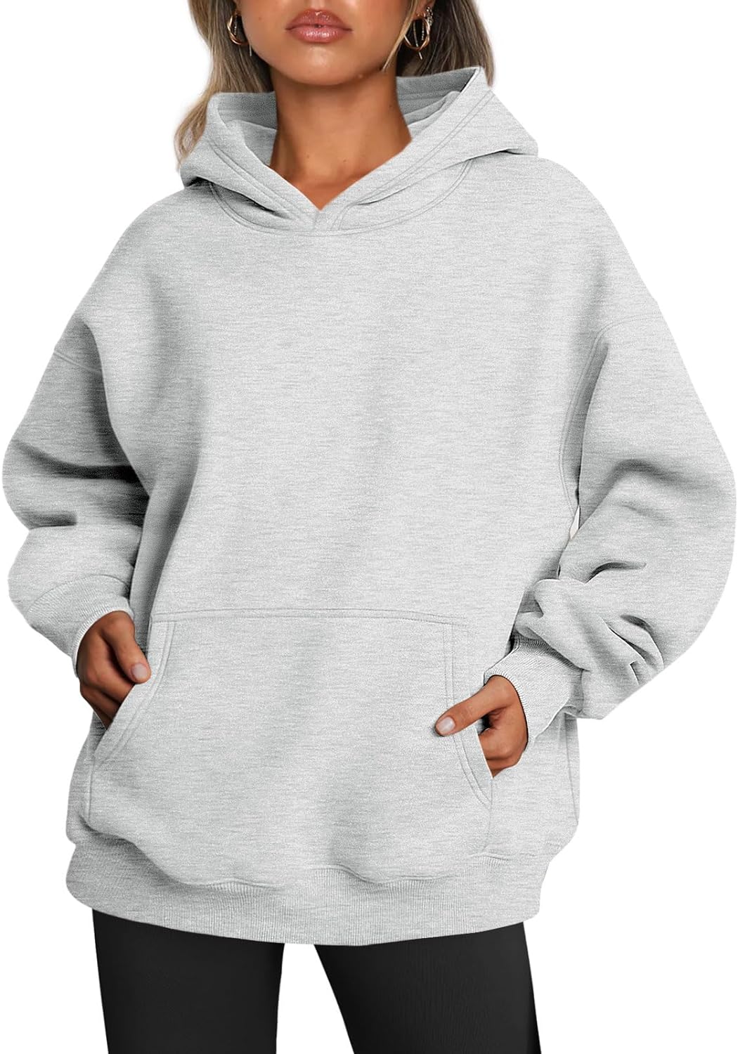 Women's Hooded Jacket Gray Cotton Blend Stylish Comfortable - 1