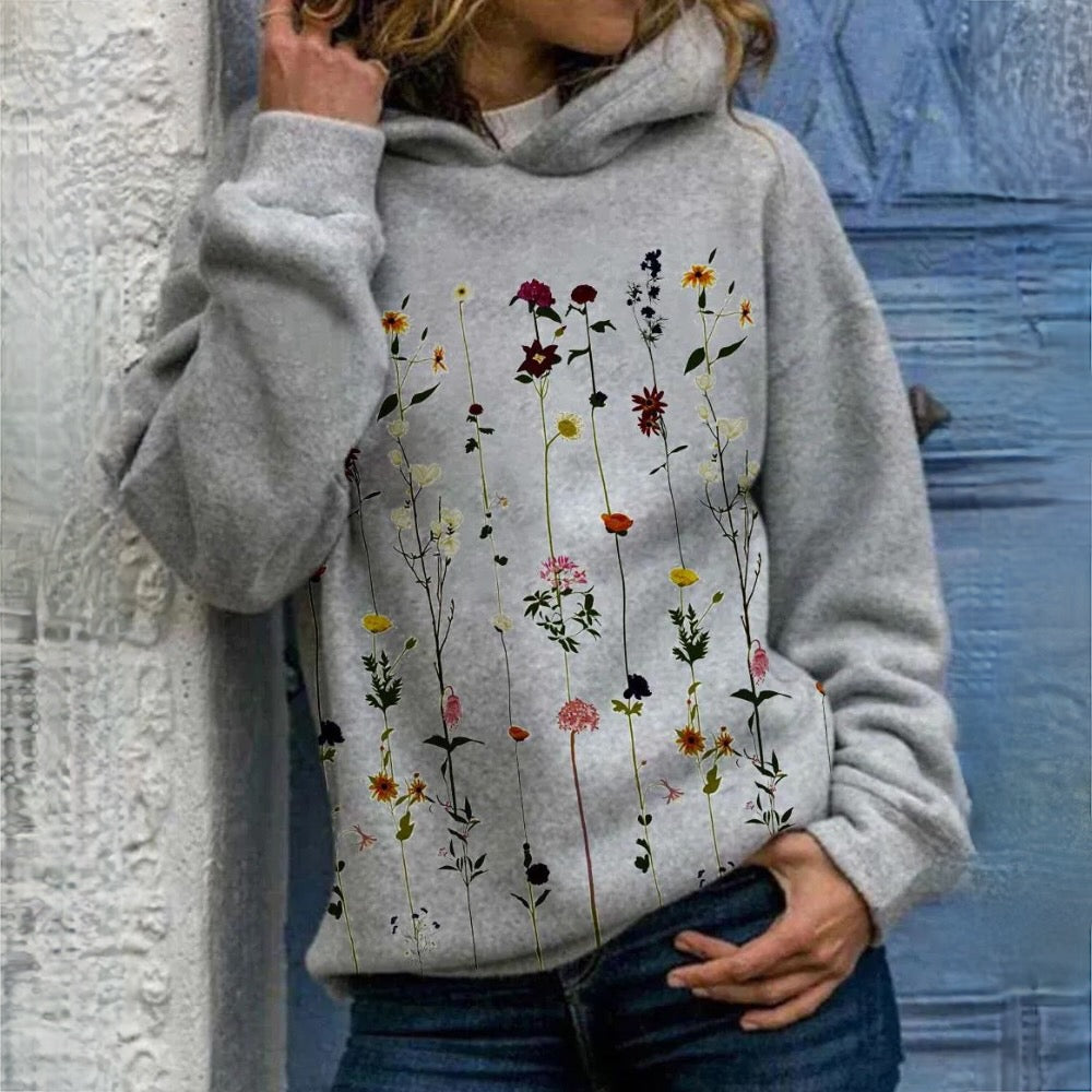 Women's Hoodie Floral Print Cotton Stylish - 2